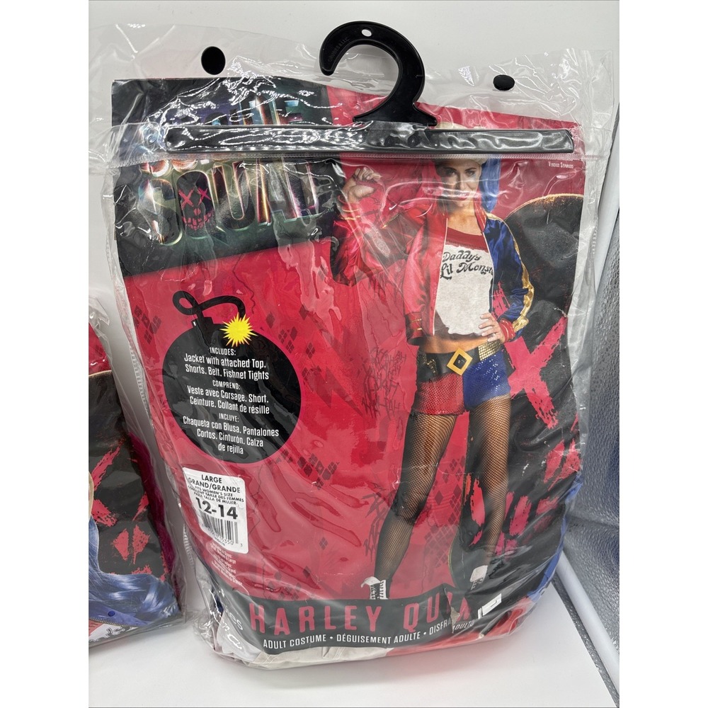 Harley Quinn‎ Women's Costume Size Large With Black fishnet stockings